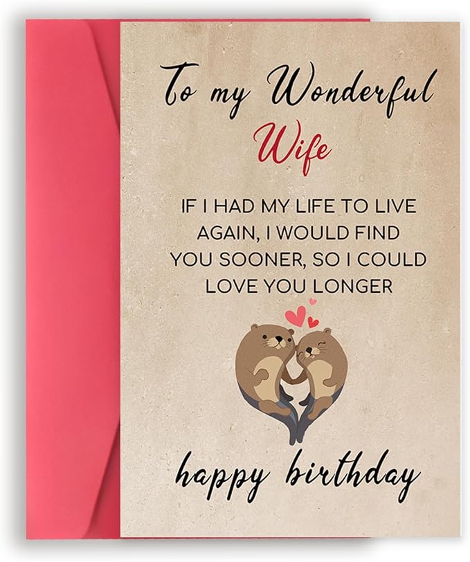 Romantic Wife Birthday Card, Sweet Birthday Card for Wife, Funny Birthday Gifts for Wife, Lovely Wife Birthday Card from Husband