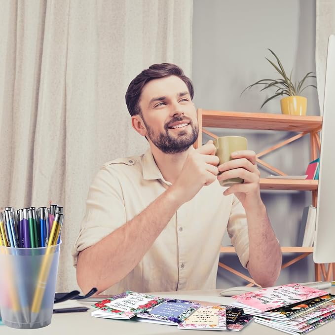 Funrous 32 Pcs Motivational Quote Pens Inspirational Notepads Mini Journal with Ballpoint Pen Small Notebooks Gift Set for Men Women Coworkers, Adult Party Favors Prizes Gift Bulk(Motivational)