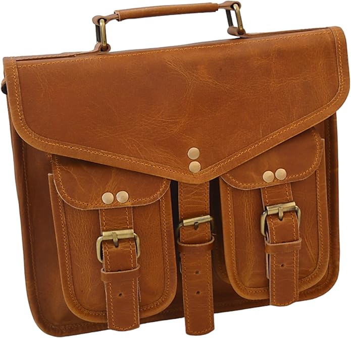 Leather Messenger Bag for Men 11 inch Vintage Satchel Crossbody Shoulder office Brown Handmade Bag