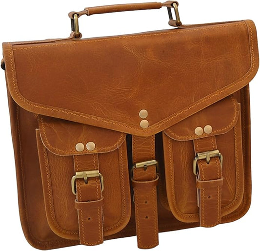 Leather Messenger Bag for Men 11 inch Vintage Satchel Crossbody Shoulder office Brown Handmade Bag