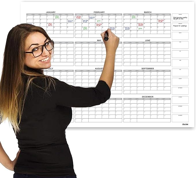 Dry Erase Laminated Super Jumbo Calendar 58"x42" white