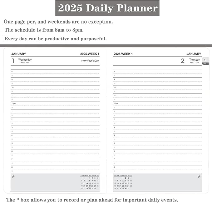 2025 Appointment Book/Planner, One Page Per Day, Jan - Dec 2025, Annual Daily Monthly Agenda Planner with Hourly Schedule and Monthly Tabs, 5.7" x 8.3" Calendar Planner (5-Pink)