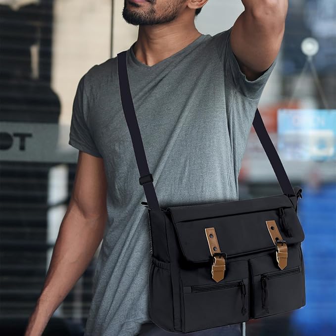 Lovvento Shoulder Messenger Bag for Men - Women Laptop Bag 15.6 inch Satchel Bags Mens Canvas Crossbody Tote Bags