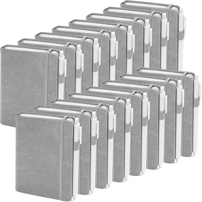 Pocket Small Notebook Journals, 16 Pack (Silver Gray) Mini Notebook 3.7x5.7 Journaling Notebooks for Women Men, Hardcover Lined Note Pads with Pens for Work, Business, Travel Journal, Office Supplies