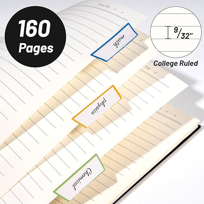 Yoment Spiral Notebook College Ruled A5 Spiral Bound Journal 160 Pages Thick Paper Plastic Hardcover Spiral Notebook 5x7 Wire Bound Notebooks for Note Taking School Office Supplies,Black