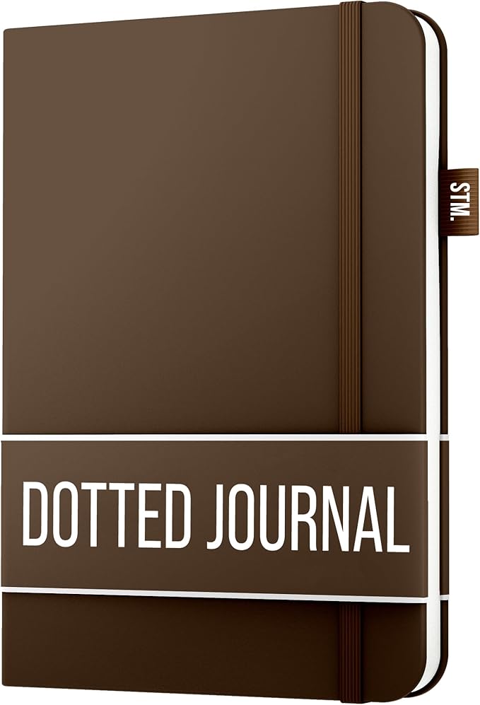 Scribbles That Matter A5 Bullet Dotted Journal Notebook | Vegan Hard Cover, 120gsm bleedproof thick paper, 150 pages, 5.75 x 8.5in, 2 bookmarks, tab stickers, penloop | For Work | Brown