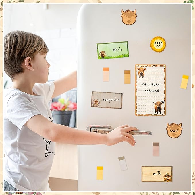 B1ykin Sticky Notes Set - Cartoon Theme Cute Self-Stick Notes Pad Teacher Appreciation Gifts， Self-Adhesive Writing Memo Pages Sticky to Do Notepad for Kids Employee School Office (Highland Cow)