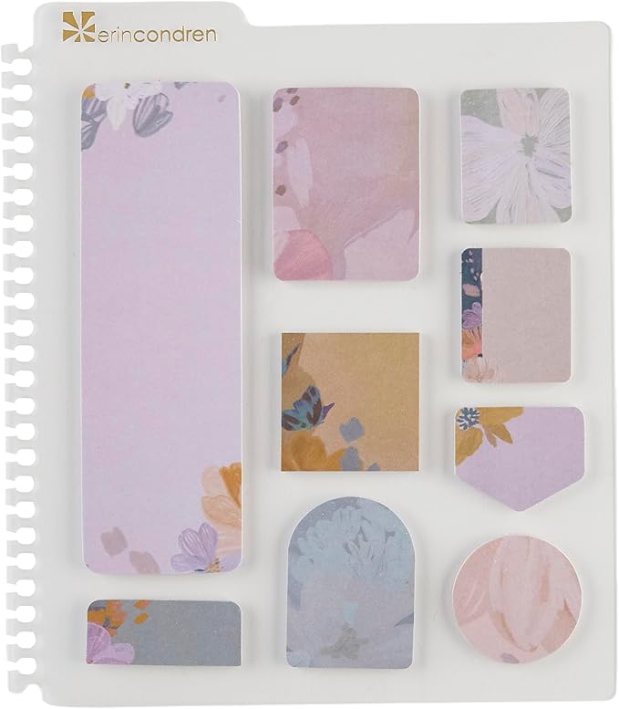 Erin Condren Universal Snap-in Stylized Sticky Notes - Bold Blooms | 9 Pads, 20 Sheets Each, 180 Sticky Notes Total