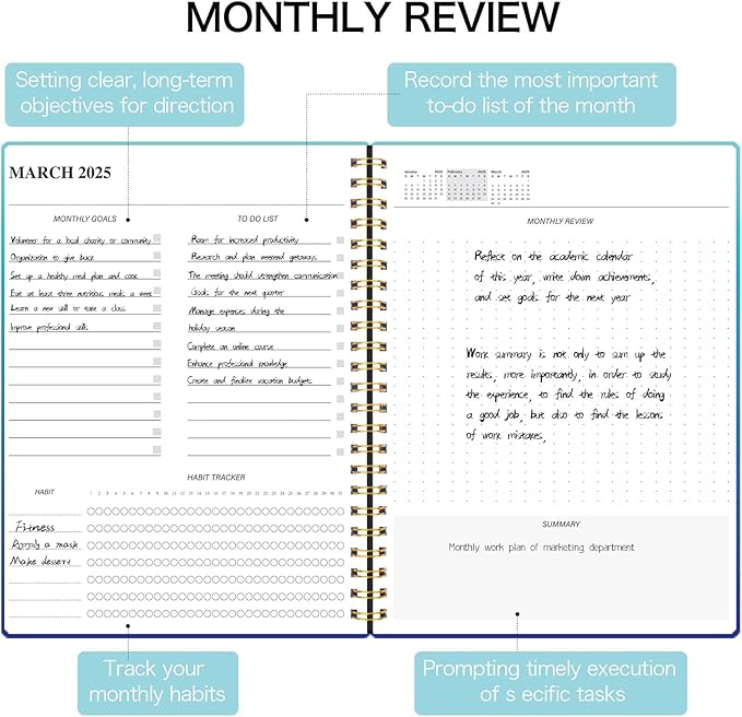 Monthly Planner 2025-2026, 2025 Calendar 24 Months Planner, JAN 2025 - DEC 2026, 7.4"x9.4", Personal Organizer with Monthly Goals, To-Do List, Habit Tracker, 24 Monthes for School Office Home Planning