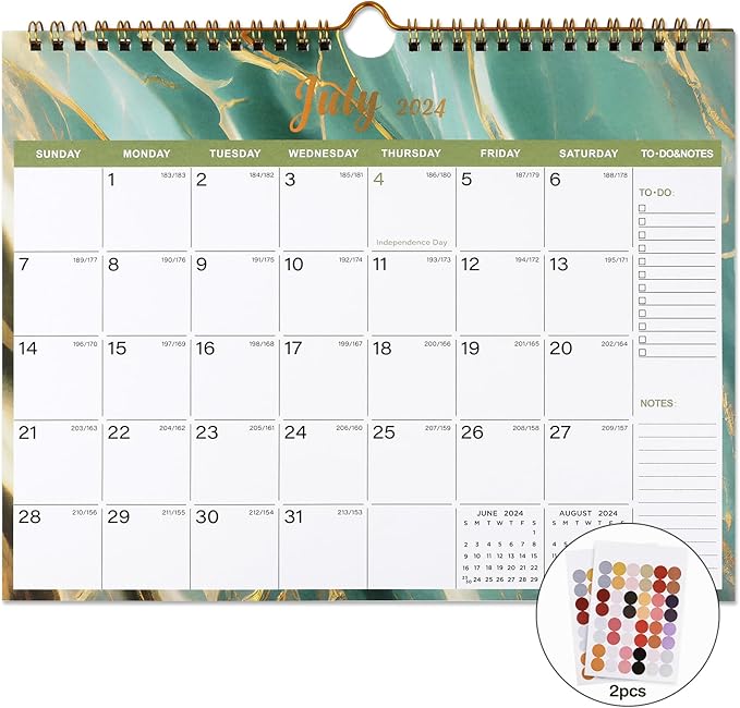 Lbylyhxc 2024-2025 Calendar - Includes July 2024 to December 2025-18 Monthly Wall Calendar 2024-2025, 11 x 8.5 Inches.Thick Paper with Julian Dates and Block for New Year and Christmas Presents (2024-2025 wall calendar veins)