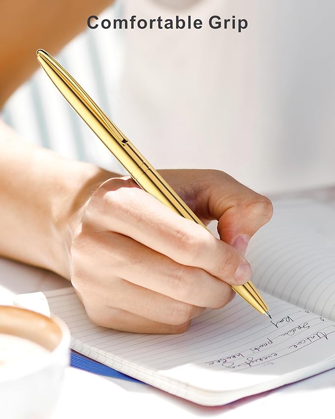 Cambond Ballpoint Pens Fancy pens - Rose Gold Bulk Pens for Journaling Guest Book Uniform Christmas Gift Black Ink Pens 1.0mm Medium Point, 3 Pens with 6 Refills (Silver, Gold, Rose Gold)