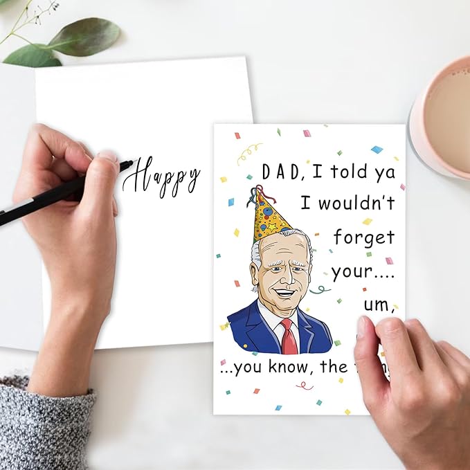 Funny Joe Biden Birthday Card for Dad, Father's Day Card for Daddy, Naughty Memory Anniversary Card for Father, Happy Birthday Card Gifts for Men Him, Generic Card for Various Occasions