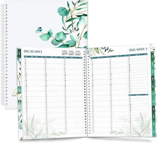 SUNEE 2025 Appointment Book, Quarter-Hourly, Weekly & Monthly - from January 2025 - December 2025, 8.5"x11" Weekly Planner, Flexible Cover, Note Pages, Pockets, Bookmark, Spiral Binding, Half Leaf
