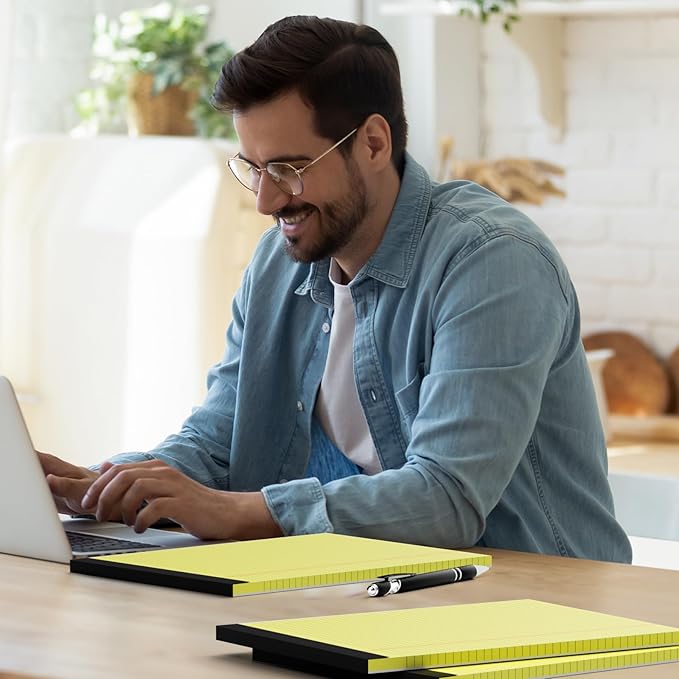 Yellow Note Pads 8.5 x 11 Legal Pads, 4 Pack Yellow Pads of Paper Tablets 8 1/2 x 11 Legal Notepads, Thickness Quality 30 Sheets per Yellow Pad 8.5 x 11 College Ruled Note Pads for Homework, Business