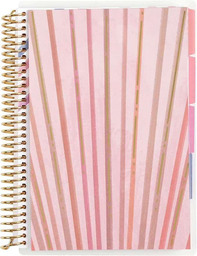 A5 Spiral Bound Fitness Planner – Metallic Gold Rise - 5 Tabs with 160 Pages for Exercise Planning with Intro, Goal Setting, Movement, Progress Check-Ins, Notes & more - Erin Condren