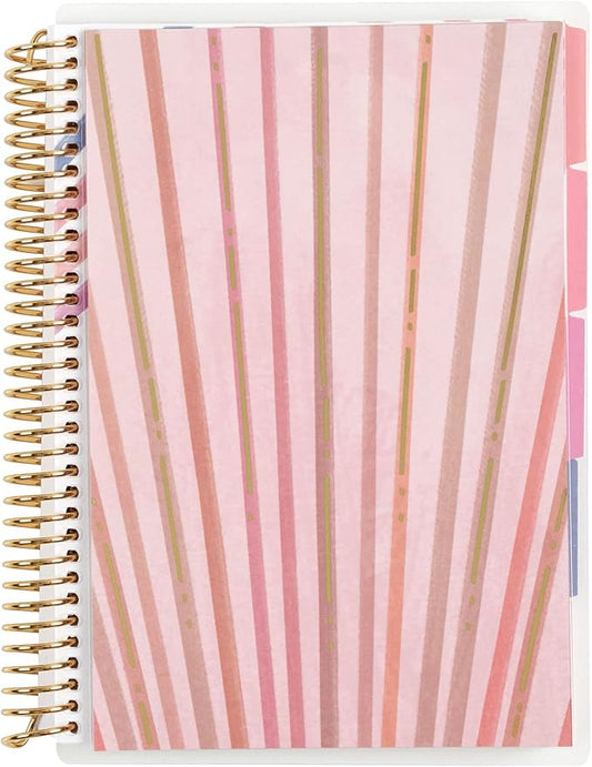 A5 Spiral Bound Fitness Planner – Metallic Gold Rise - 5 Tabs with 160 Pages for Exercise Planning with Intro, Goal Setting, Movement, Progress Check-Ins, Notes & more - Erin Condren
