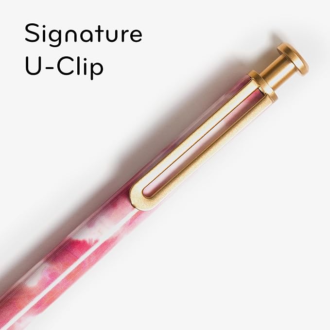 U Brands Monterey Ballpoint Pens, Set of 4, Soft Dye With Gold Details, Bold (1.0 mm) Point, Black Ink