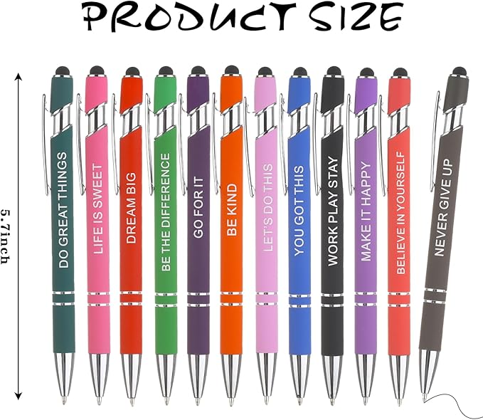 12 Pcs Ballpoint Pens,Fine Point Smooth Writing Pens,Kawaii Pens For Writing Journaling Taking Notes School Office Home. (12Pcs)