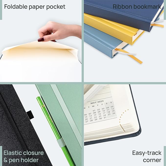 POPRUN Planner 2024-2025, [Medium 6.5'' x 8.5'' Hard Cover] Academic Calendar (July 24-June 25) Daily Weekly and Monthly Appointment Book with Hourly Time Slots, Monthly Tabs, 100 GSM - Orange