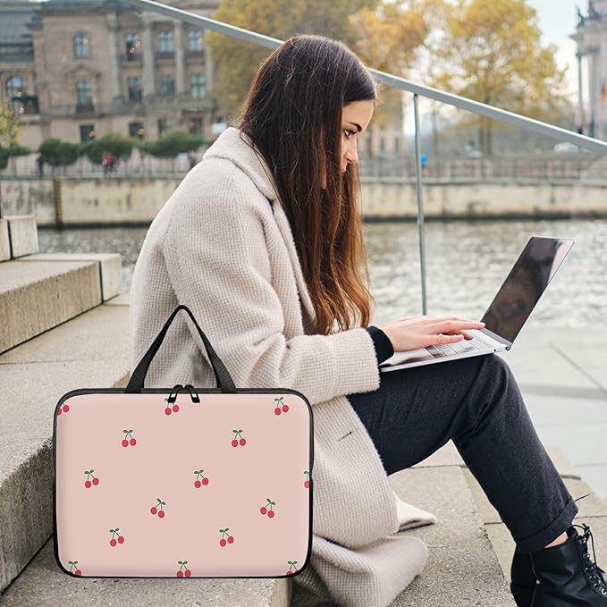 Laptop Sleeve Case Bag 13 inch, Pink Cherry Slim Carrying Case Durable Handbag Travel Laptop Bag for 13 inch MacBook Air M3/M2/Pro M2/ 13" iPad Pro/Air M4/M2 2024