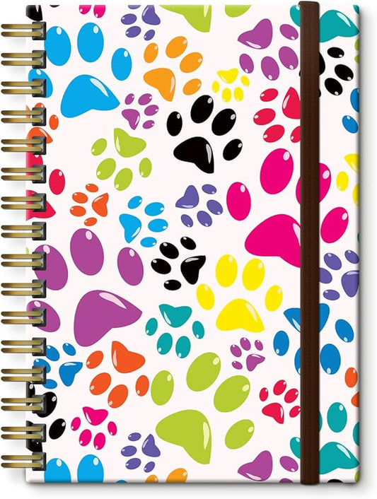 Spiral Journal Notebook, A5 Cute Notebooks for Women Men, College Ruled Hardcover Notebook for Work & Note Taking, 60 Pages Double-Wire Journals for Writing Colorful Dog Paws