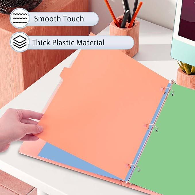 3 Sets Dividers for 3 Ring Binder,8 Tab Plastic Binder dividers with Tab,Colored Binder Separators for Letter Size,Write on Page Dividers for Shool Office Home