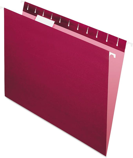 Pendaflex PFX81613 Recycled Hanging Folders, Letter Size, Burgundy, 1/5 Cut, 25/BX (81613)