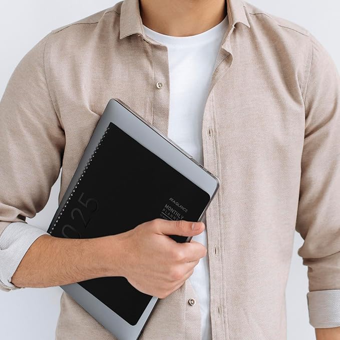 AT-A-GLANCE 2025 Planner, Monthly, 9” x 11”, Large, Contemporary, Black (70260X0525)