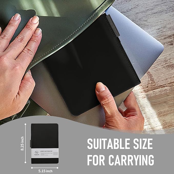 Hardcover Executive Notebooks, 160 Pages Line Ruled Classic Notebook Journal, Leather Notebooks with Pen for Bussiness College Writing Black