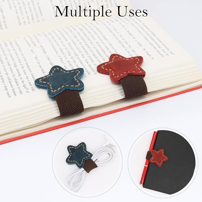 2pcs Magnetic Leather Bookmarks, Handmade Magnet Bookmark Clips, Suitable for Women, Men, Students,Teachers and Other Reading Enthusiasts, Gifts Set for Book Lovers