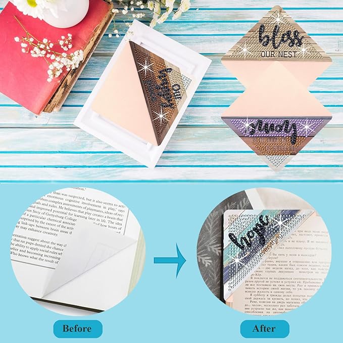Diamond Art Painting Bookmarks,8Pcs DIY Cute Diamond Art Kits for Adults, Corner Bookmarks Small Crafts Kit for Women Book Lovers (Bible)