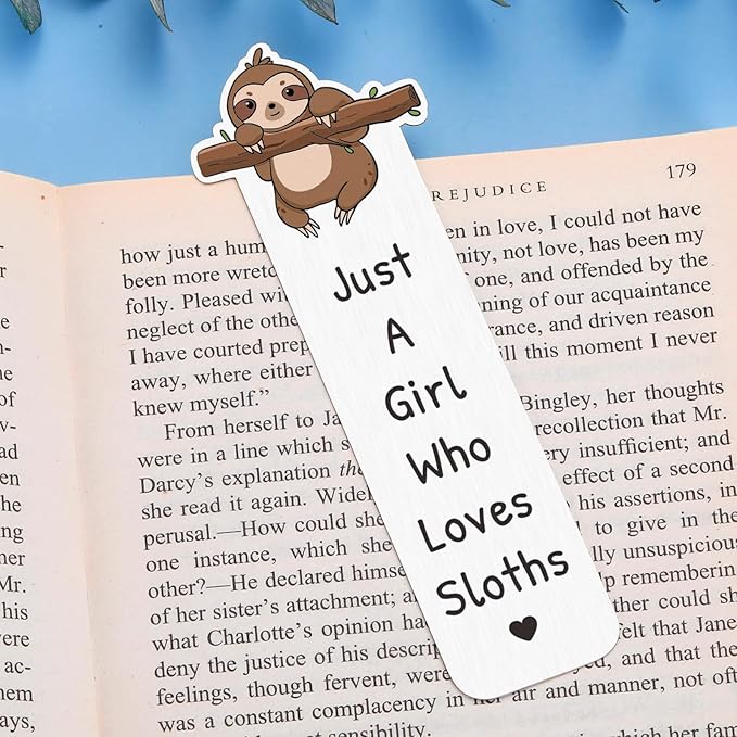 Sloth Gifts for Women, White Elephant Gifts, Book Marks for Reading Women, Santa Swap Gift Exchange, Book Lovers Gifts, Cute Bookmark for Teen Girls, Metal Bookmark Gifts for College Girls Sloth Stuff