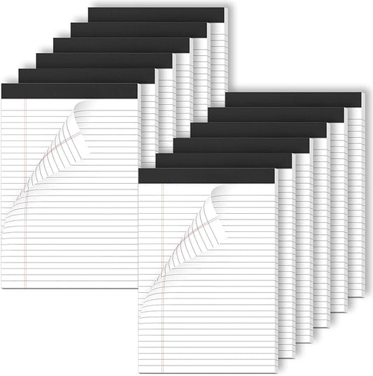 Legal Pads 12 Pack of Note Pads 6 x 9 Inch Notepad 21lb Thick Paper Legal Pad 30 Sheets Note Pad College Ruled Small Legal Pads 29 Lines Writing Pads for Writing, Sketching, and Note-Taking