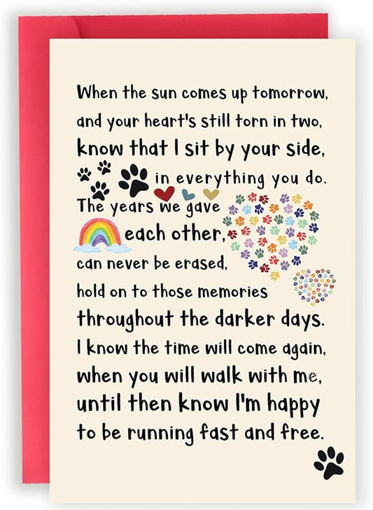 Pet Loss Sympathy Card for Dog Cat, Pet Memorial Gifts, Sympathy Gifts Loss of Dog Cat, Condolence Card for Dog Lover