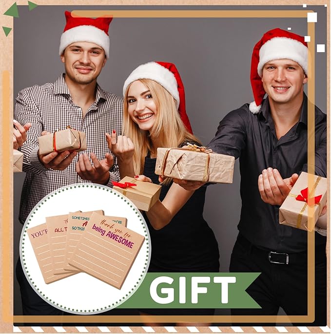 Yinder 24 Pcs Employee Appreciation Sticky Notes Thank You Gifts Bulk Note Pads with Sayings Teacher Gift Mini Pocket Inspirational Notepads for Coworker Office Supply 3 x 3''(Kraft Color,Thanks)