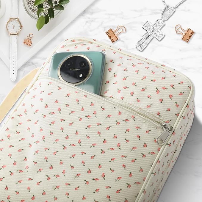 Bible Cover Case for Women,Large Bible Tote Bags for Women Organizer Corduroy Bible Carrying Case for Girls,Bible Study Supplies Accessories Christian Gifts for Women