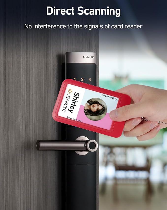 Uniclife 10 Pack Sliding ID Badge Holder Hard Red Vertical Plastic Card Case Protector Pouch with Clear Window for Office School ID Credit Cards Proximity Key Cards Driver’s Licenses and Passes