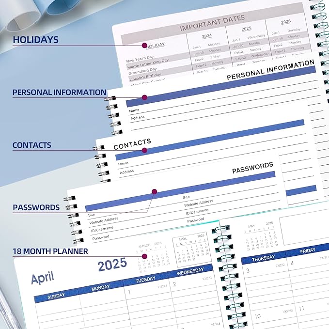 Cheneyboo Calendar 2025 - January 2025-June 2026, Calendar Planner 2025-2026, 18 Month Calendar Planner, 7.5"x10.2" Large Size Planner with Double Inner Pocket, Green