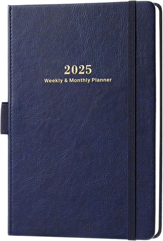 2025 Planner - Planner 2025 Weekly and Monthly with Stickers, 5.7" X 8.2", Jan 2025 - Dec 2025, 2025 Calendar Planner, Pen Holder, Inner Pocket, 44 Notes Pages - Blue