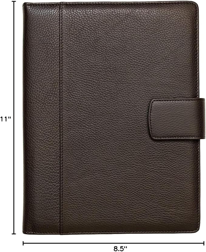 Maruse Italian Leather Executive Padfolio, Folder Organizer with Magnetic Closure and Writing Pad, Handmade in Italy, Dark Brown