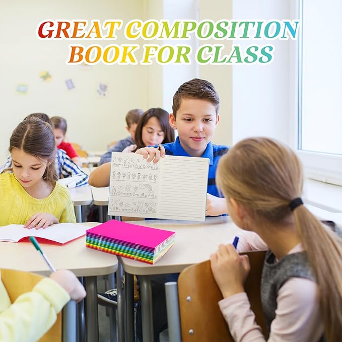 Gueevin 15 Pcs Blank Books for Kids to Write Stories Bulk Composition Notebooks Colorful Soft Cover Notebooks for Drawing Ruled Lined Journals Sketching Kindergarten Easter Gift (Cute Colors)