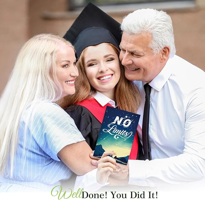 FaCraft Graduation Card 2025, No Limits Congrats Grad Greeting Cards with Envelope, for Preschool Kindergarten Middle School High School College PHD University Master Gradutes