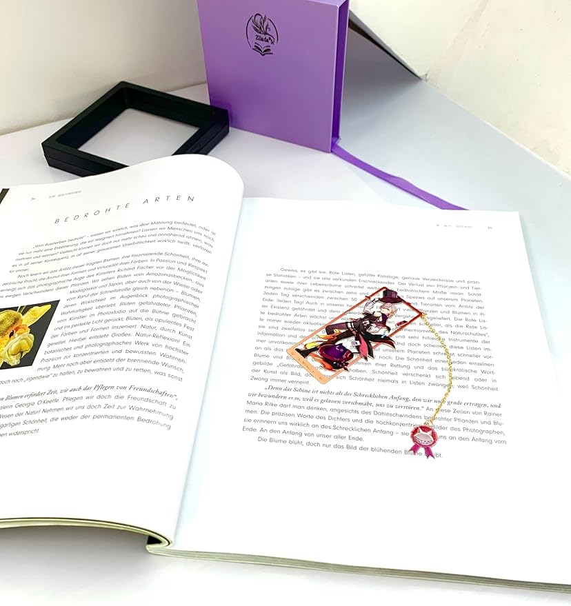 Genshin Impact Lyney Metal Bookmark - Anime Figure Merch with 3D Display Box - Birthday Gifts for Fans Friends Gamer Book Lovers - Zllada