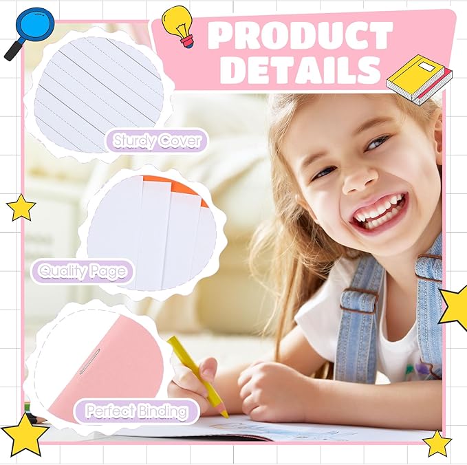 Henoyso 12 Pcs Primary Composition Notebook K-2 9 3/4 x 7 1/2 Inch Primary Journal Blank Writing Book for Kid to Write Draw and Journal 60 Page Notebook Back to School Supplies (Soft Color)