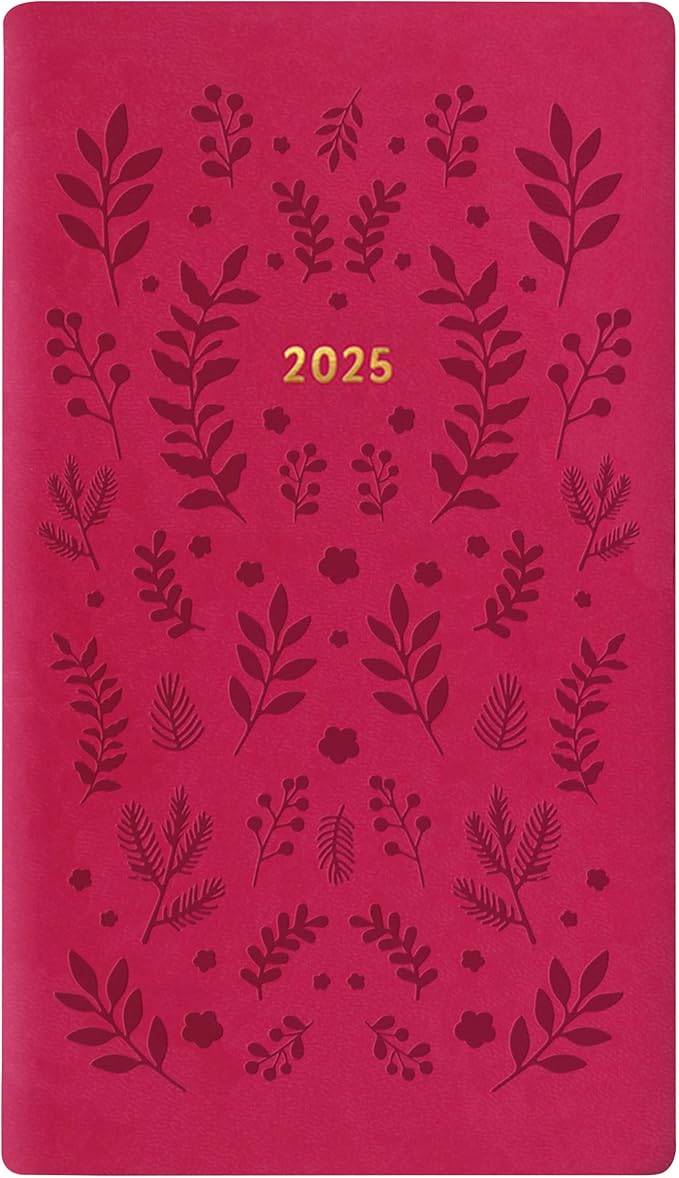 Letts of London Woodland 2025 Weekly Planner, 12 Months, January to December, Sewn Binding, Medium Pocket, 5.875" x 3.125", Multilingual, Pink (C082174-25)