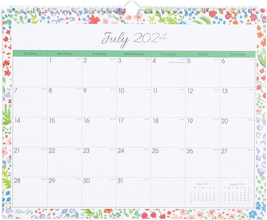 Blue Sky 2024-2025 Academic Year Monthly Wall Calendar, 15' x 12', Wirebound, Ditsy Dapple Light (148669-A25)