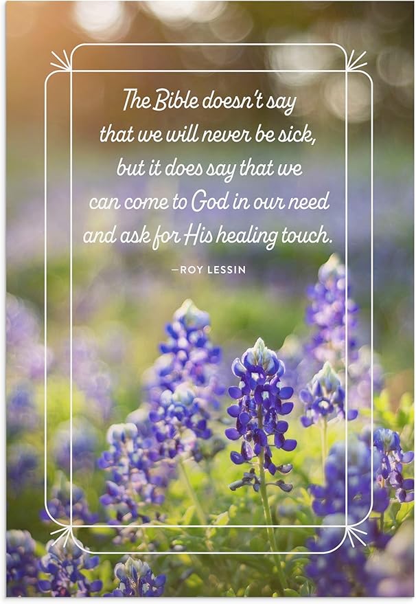 DaySpring - Roy Lessin - May the Lord Bless You - 4 Landscape Design Assortment with Scripture - King James Version - 12 Get Well Boxed Cards & Envelopes (U1206)