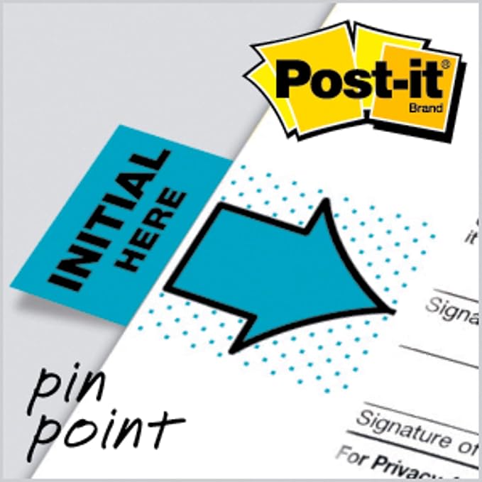 Post-it Initial Here Flags, 50/Dispenser, 2 Dispensers/Pack, 1 in Wide, Blue (680-IH2)