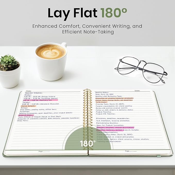 Lined Spiral Journal Notebook for Women, A5 College Ruled Journals for Writing, Hardcover Notebooks for Work, Note taking and Office School Supplies,140 Pages - Green