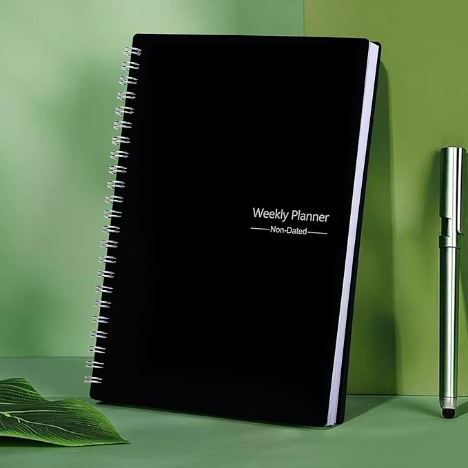 KMQOY Weekly Planner - Undated 52-Week To Do List Planner with Habit Tracker Spiral Weekly Planner for Weekly Goals/Work Planner, 5.8" * 8" - black